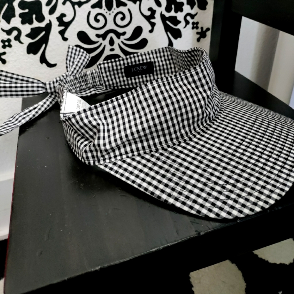 J Crew Women’s Gingham Visor w/ Bow Tie